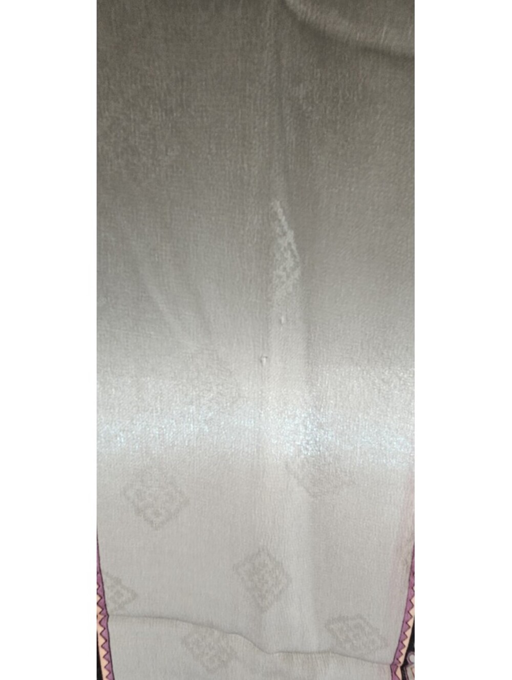 Adrienne Vittadini Silk Scarf Peach Gray Floral Geometric Oblong 14x62 Vintage - Picture 5 of 6